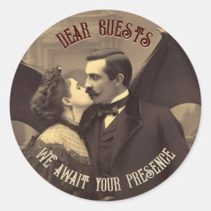 Sticker Rond Baiser de Vampire Dracula Vintage Halloween