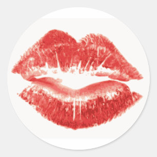 Sticker Rond Baiser, lèvres rouges