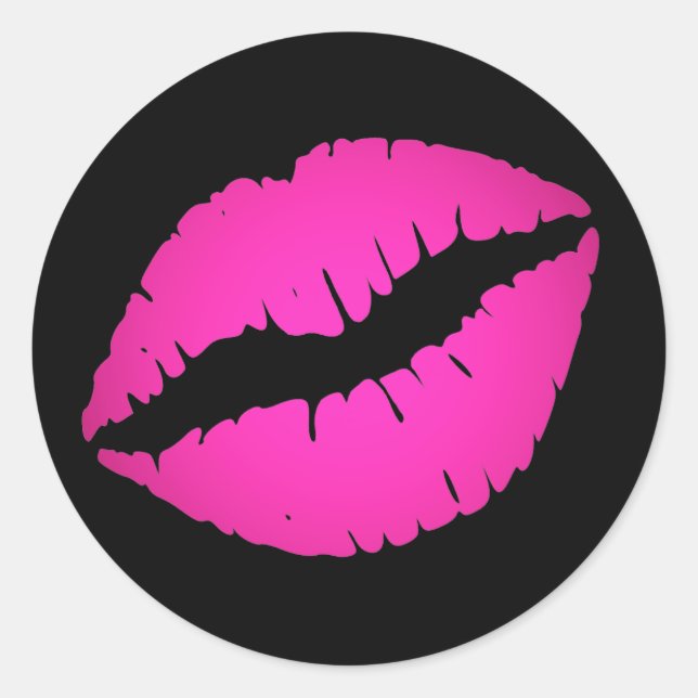 Sticker Rond Baiser noir et rose chaud Ombre Lipstick (Devant)