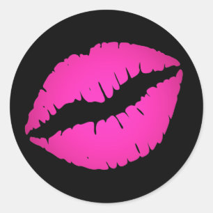 Sticker Rond Baiser noir et rose chaud Ombre Lipstick