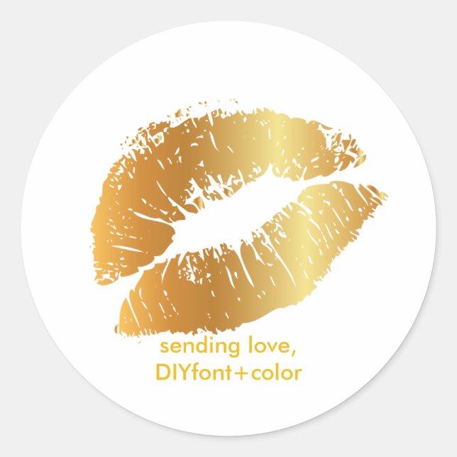 Sticker Rond Baiser PixDezine/lèvres dorées (Devant)