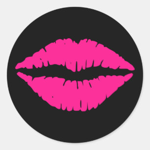 Sticker Rond Baiser Rose