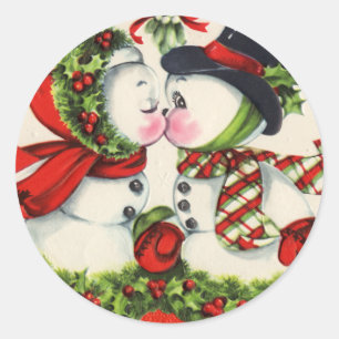 Sticker Rond Baiser vintage de Noël