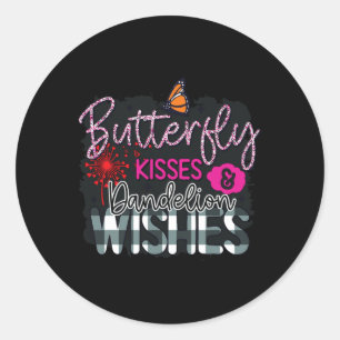 Sticker Rond Baisers À Papillon Et Dandelion Souhaitent Garde P