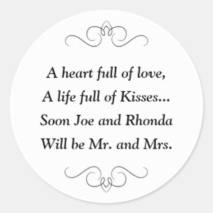 Sticker Rond Baisers Bientôt M. Mme Fête des mariées