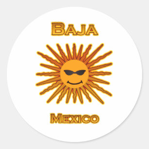 Sticker Rond Baja Mexique Icône face soleil