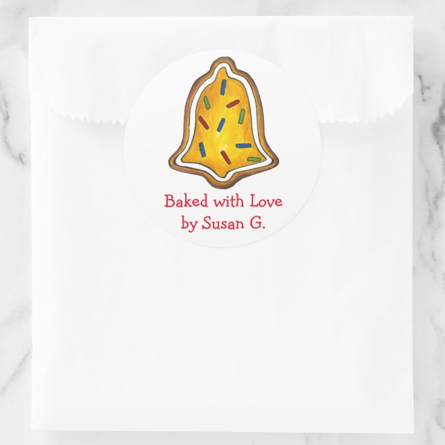 Sticker Rond Baked with Love Bell Christmas Sugar Cookie (Sac)
