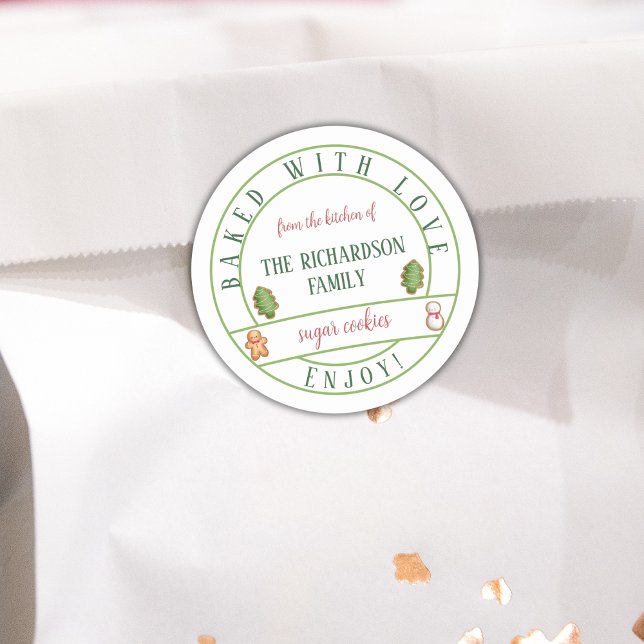 Sticker Rond Baked with Love Christmas Aquarelle Cookies (Créateur téléchargé)