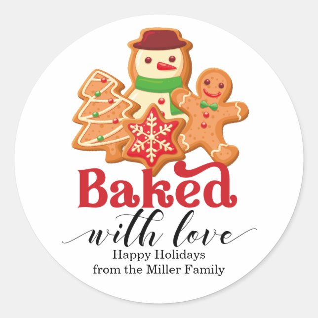 Sticker Rond Baked with Love Holiday Cookie Gift (Devant)