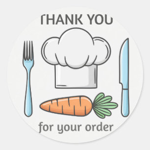 Sticker Rond Baker Casquette et Cutlery Merci