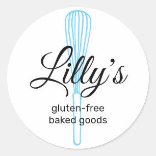 Sticker Rond Baker Whisk Boulangerie Carré Carte de visite Clas