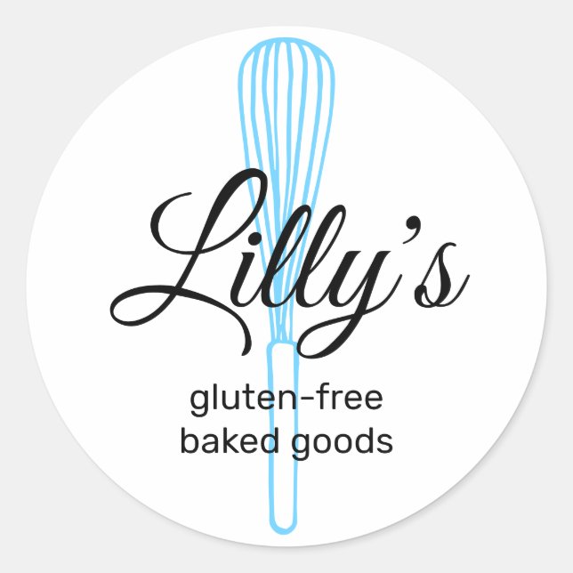 Sticker Rond Baker Whisk Boulangerie Carré Carte de visite Clas (Devant)