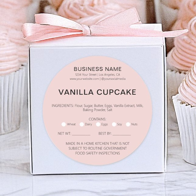 Sticker Rond Bakery Cake Home Licence alimentaire légale (Bakery Cake Home Legal Food License Classic Round Sticker by MINTIC DESIGN STUDIO)