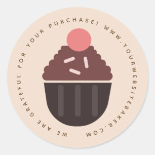Sticker Rond Bakery Cupcake Earthy Tone Baker Business
