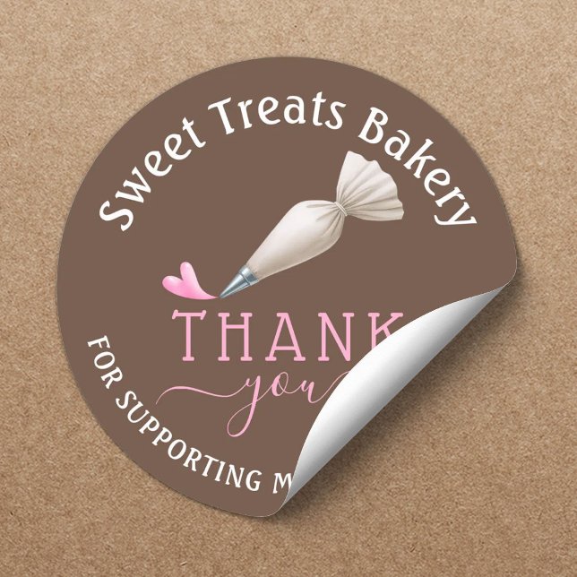 Sticker Rond Bakery Pastry Chef Coffee Brown Thank You (Créateur téléchargé)
