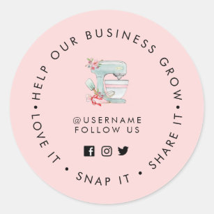 Sticker Rond Bakery Pink Suivre les médias sociaux