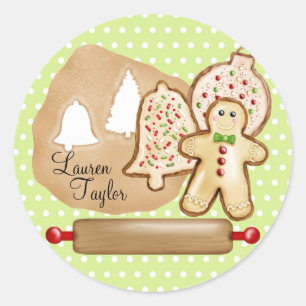Sticker Rond Baking Christmas Cookies