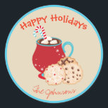 Sticker Rond Baking Cookie Happy Holidays Gift Tag Christmas<br><div class="desc">Cette conception a été créée par art numérique. Elle peut être personnalisée en cliquant sur le bouton personnaliser et en modifiant la couleur, en ajoutant un nom, des initiales ou vos mots préférés. Contactez-moi à l'adresse colorflowcreations@gmail.com si vous souhaitez que ce design soit disponible sur un autre produit. Achetez ma...</div>