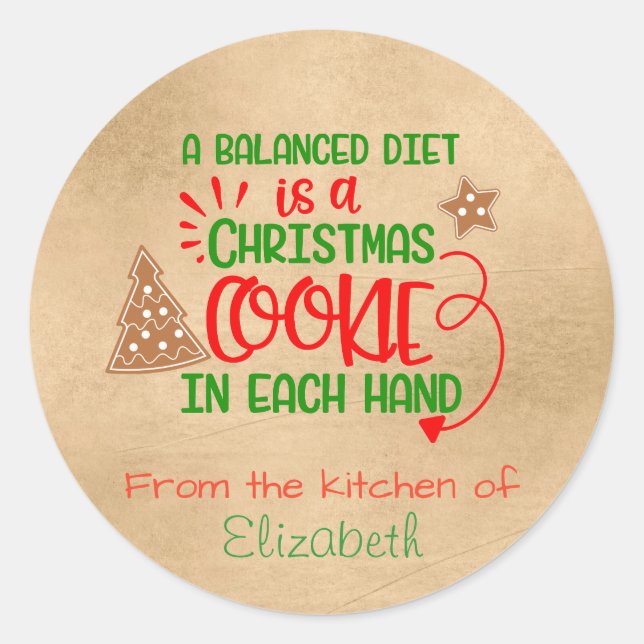 Sticker Rond Baking Cookie Holiday Kitchen Cadeau Balise Noël (Devant)