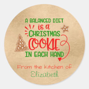 Sticker Rond Baking Cookie Holiday Kitchen Cadeau Balise Noël