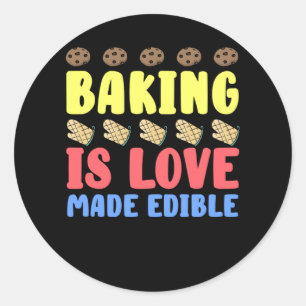 Sticker Rond Baking Love Fabriqué Boulangerie comestible Boulan