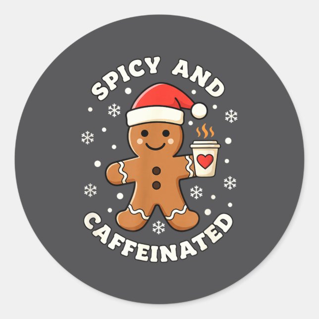Sticker Rond Baking Scy And Caffeinated Gingerbread Coffee Chri (Devant)
