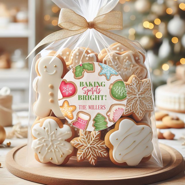 Sticker Rond Baking Spirits Bright Biscuit de Noël (Baking Spirits Bright Christmas Cookie Classic Round Sticker)