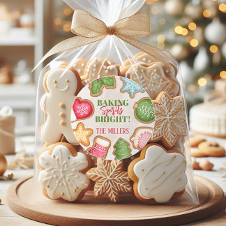 Sticker Rond Baking Spirits Bright Christmas Cookie