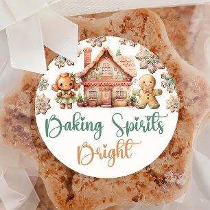 Sticker Rond Baking Spirits Bright Christmas Cookie