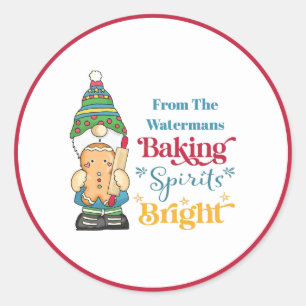Sticker Rond Baking Spirits Bright Cookie Red Christmas