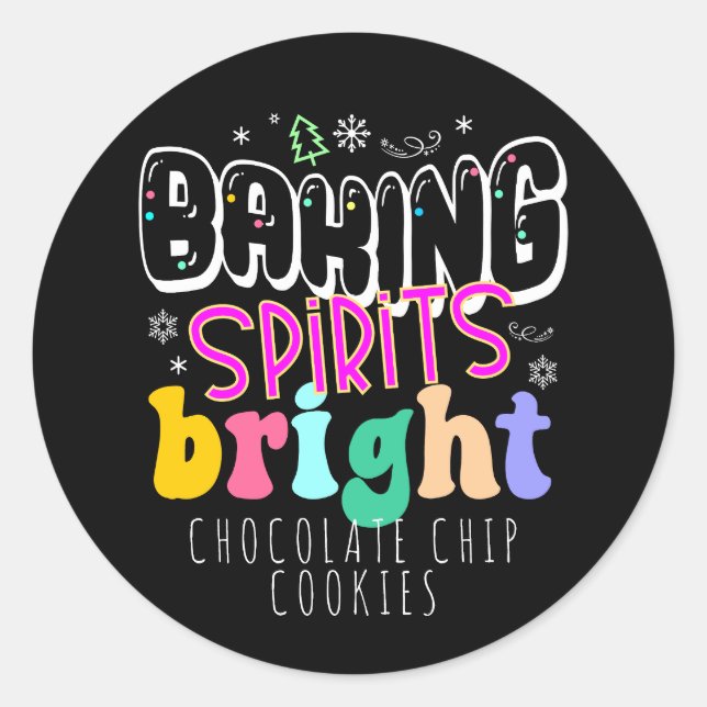 Sticker Rond Baking Spirits Bright Fête Des Cookies Mignon Rétr (Devant)