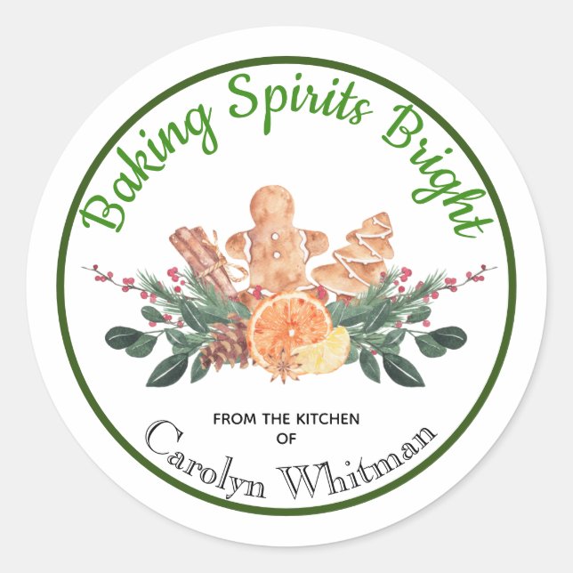 Sticker Rond Baking Spirits Bright Food Don "from Kitchen of" (Devant)