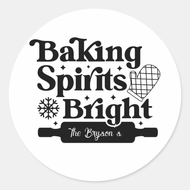 Sticker Rond 'Baking Spirits Bright' Gingerbread Christmas Home (Devant)