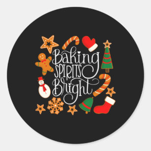 Sticker Rond Baking Spirits Bright Gingerbread Cookies Dark