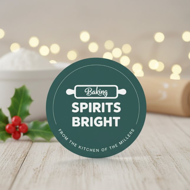 Sticker Rond Baking Spirits Bright Green Holiday Cuisine (Créateur téléchargé)