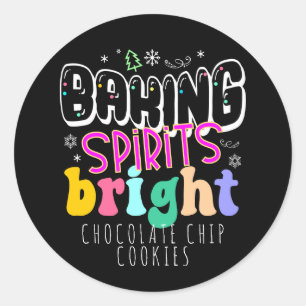 Sticker Rond Baking Spirits Bright Holiday Cookie Cute Retro