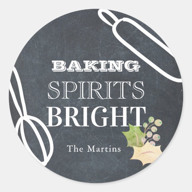 Sticker Rond Baking Springs Bright Holiday Chalkboard (Devant)