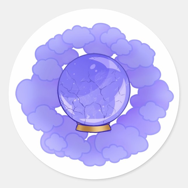 Sticker Rond Bal Cracké Plutôt Violet (Devant)