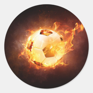 Sticker Rond Bal de football en feu