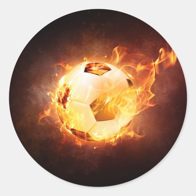 Sticker Rond Bal de football en feu (Devant)
