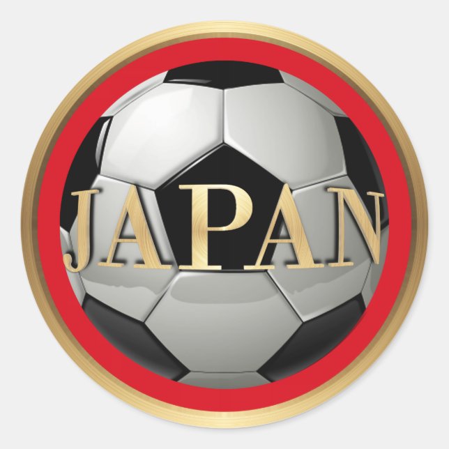 Sticker Rond Bal de football japonais avec cadre d'or (Devant)
