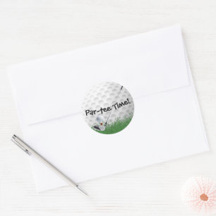 Sticker Rond Bal De Golf Avec Tee En Herbe