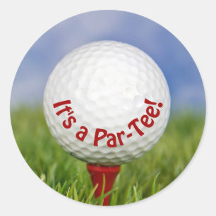 Sticker Rond Bal de golf blanc anniversaire sur Red Tee