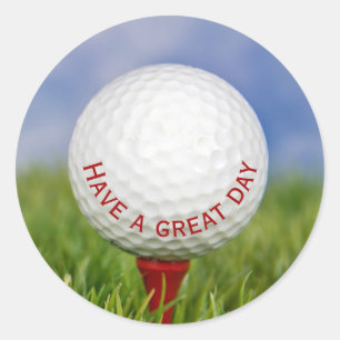 Sticker Rond Bal de golf blanc sur Red Tee
