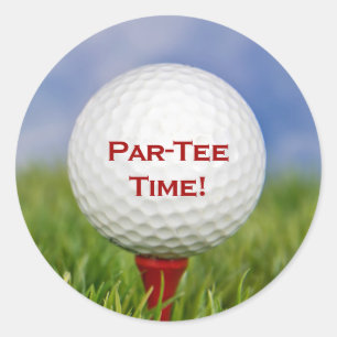Sticker Rond Bal de golf blanc sur Red Tee