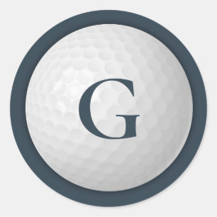 Sticker Rond Bal de golf de Monogramme bleu marine
