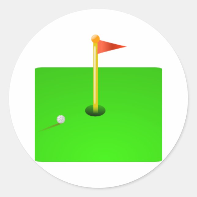 Sticker Rond Bal de golf et drapeau de golf (Devant)