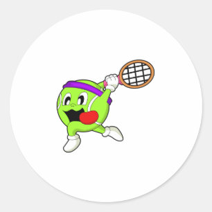 Sticker Rond Bal de tennis avec raquette de tennis