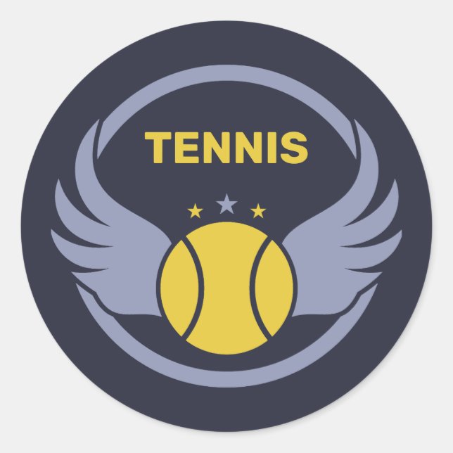 Sticker Rond Bal de tennis en texte personnalisé avec ailes (Devant)