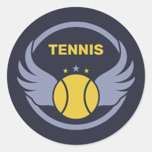 Sticker Rond Bal de tennis en texte personnalisé avec ailes